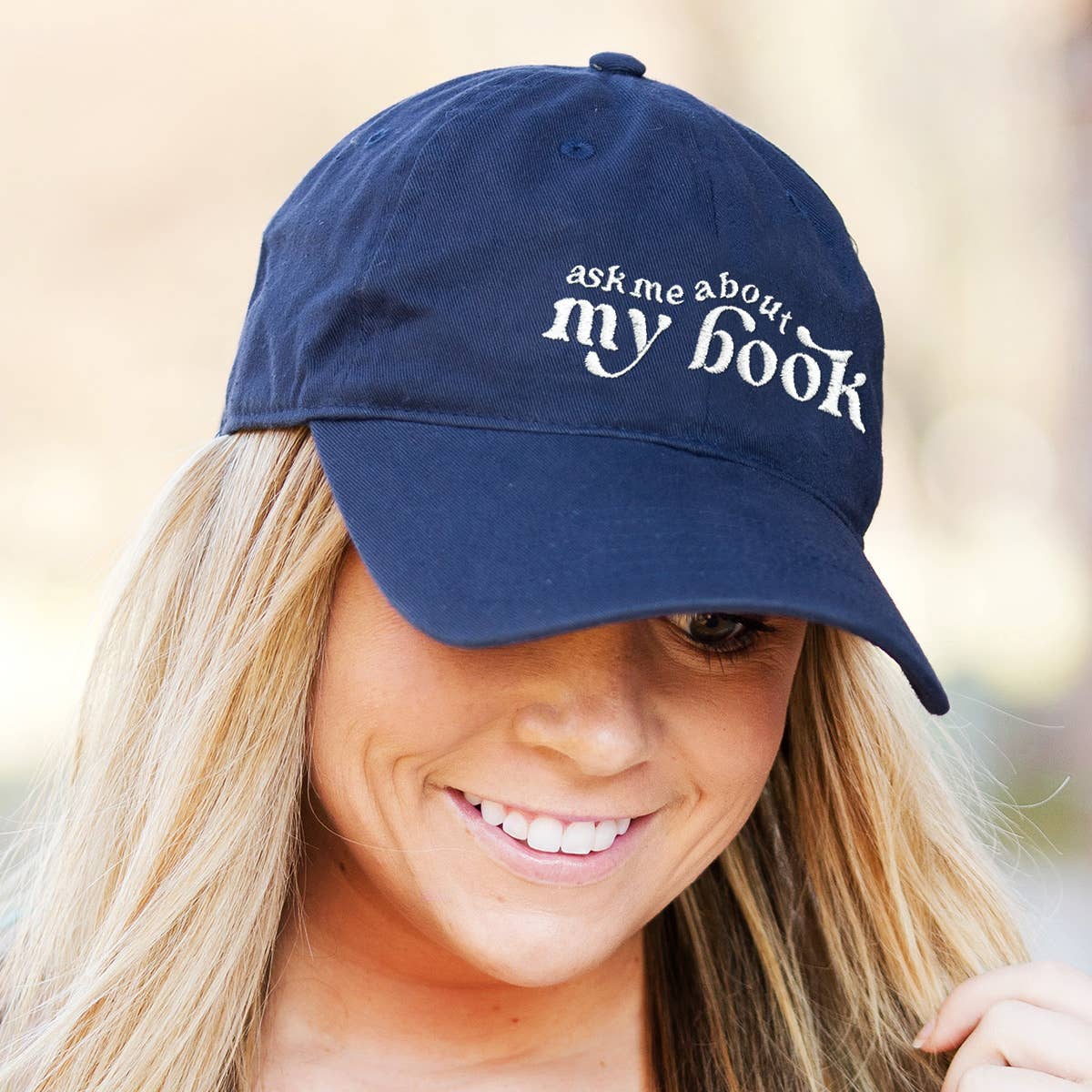 Ask Me About My Book Hat Cap: Grey