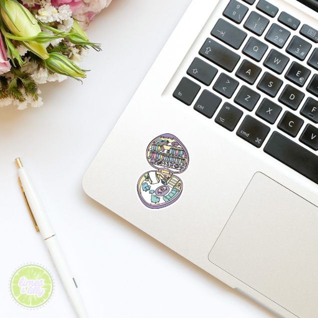Cozy Mini Reading Book Nook Pocket Compact Vinyl Sticker