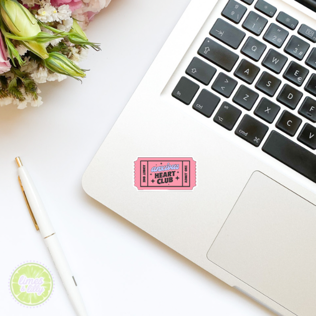 Anxious Heart Club Ticket Vinyl Sticker