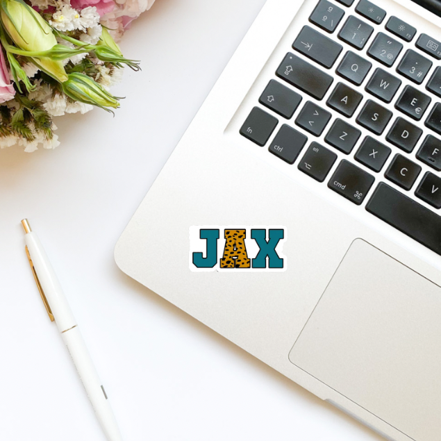 JAX Jacksonville Jaguars Leopard Block Letters Vinyl Sticker