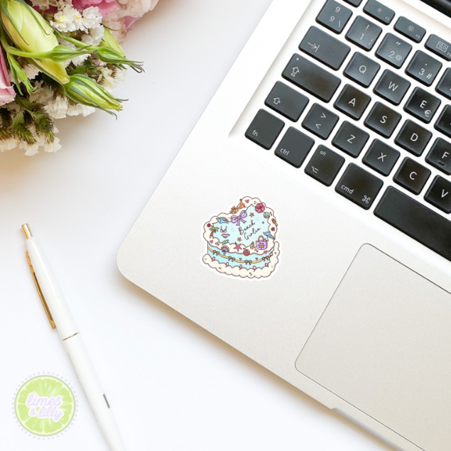 Beach Girlie Coquette Vintage Cake Summer Vinyl Sticker