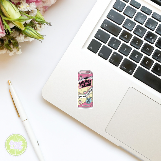 Bookish Energy Drink Cute Vinyl Sticker