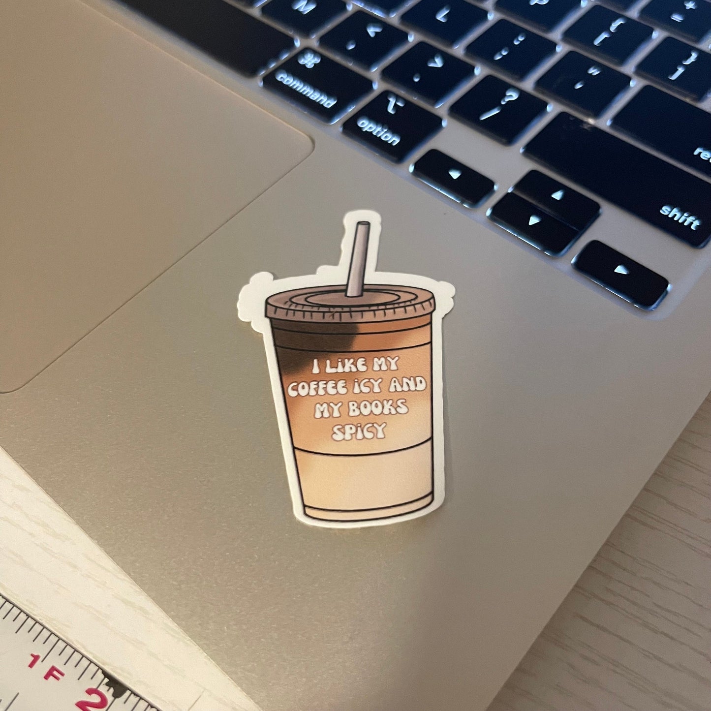 I like my coffee icy and my books spicy, book stickers, kindle, laptop, spicy romance, bookish stickers, decal, water bottle,