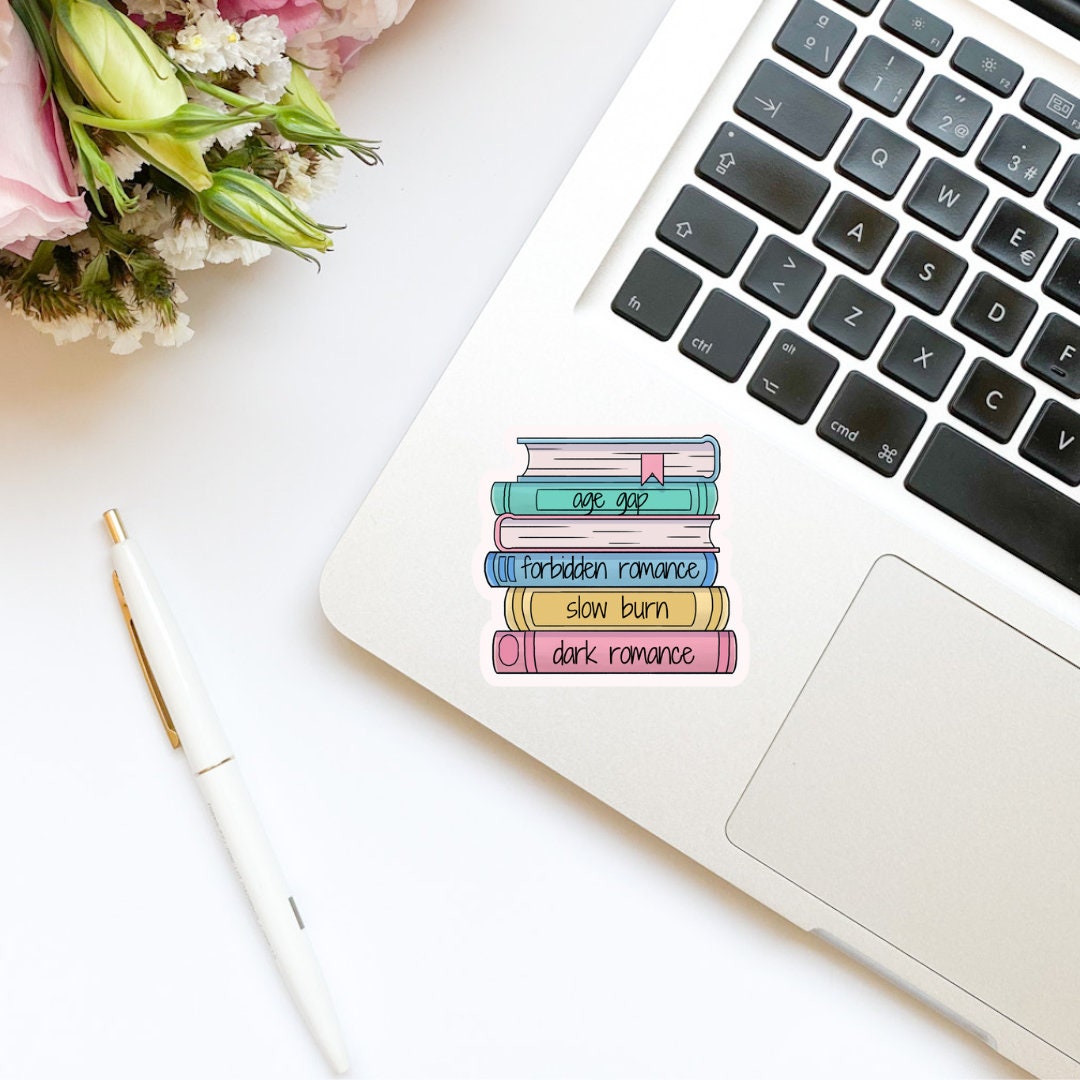 Romance Tropes Book Stack sticker, book stickers, kindle stickers, laptop, bookish stickers, decal,water bottle, slow burn