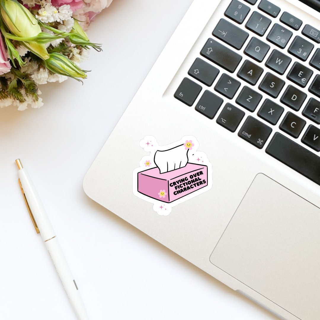 Crying Over Fictional Characters sticker, book stickers, kindle, laptop, bookish stickers, decal, water bottle, tissue box
