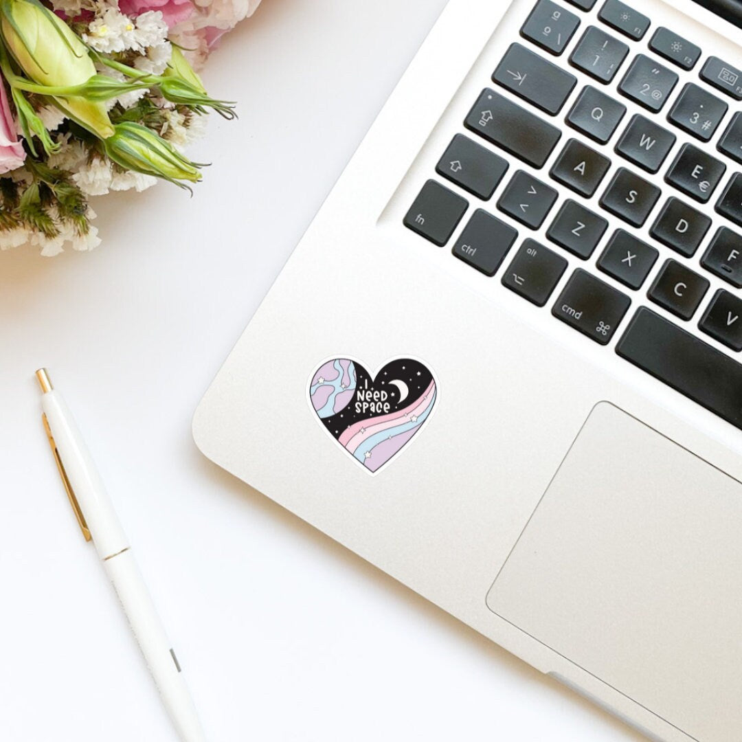 I Need Space Heart Sticker | Moon Sticker | Bookish Stickers | Kindle Stickers | Water Bottle | Decal | Laptop