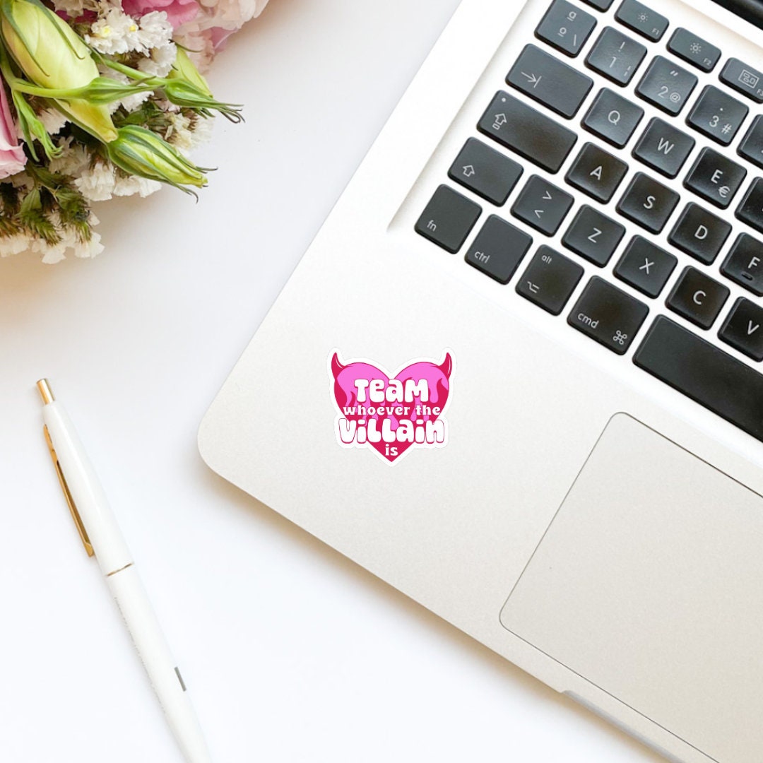 Team Whoever the Villain Is Heart Sticker | Kindle Stickers | Water Bottle Sticker | Bookish Stickers | Bookish Sticker