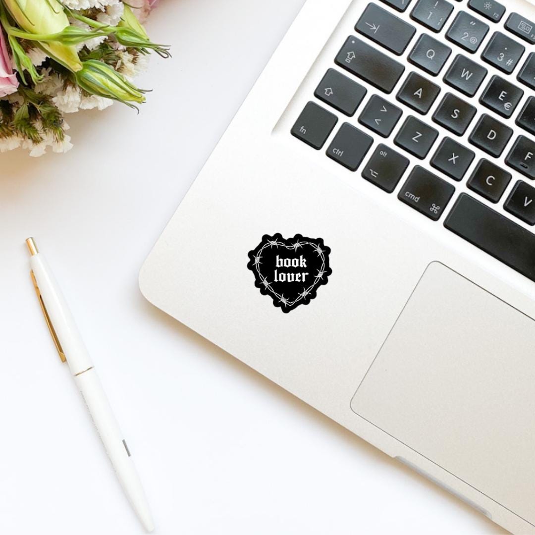 Book Lover Thorn Thorny Spiky Black Heart Vinyl Sticker| Bookish Stickers | Kindle Stickers | Laptop Sticker | Water Bottle Sticker
