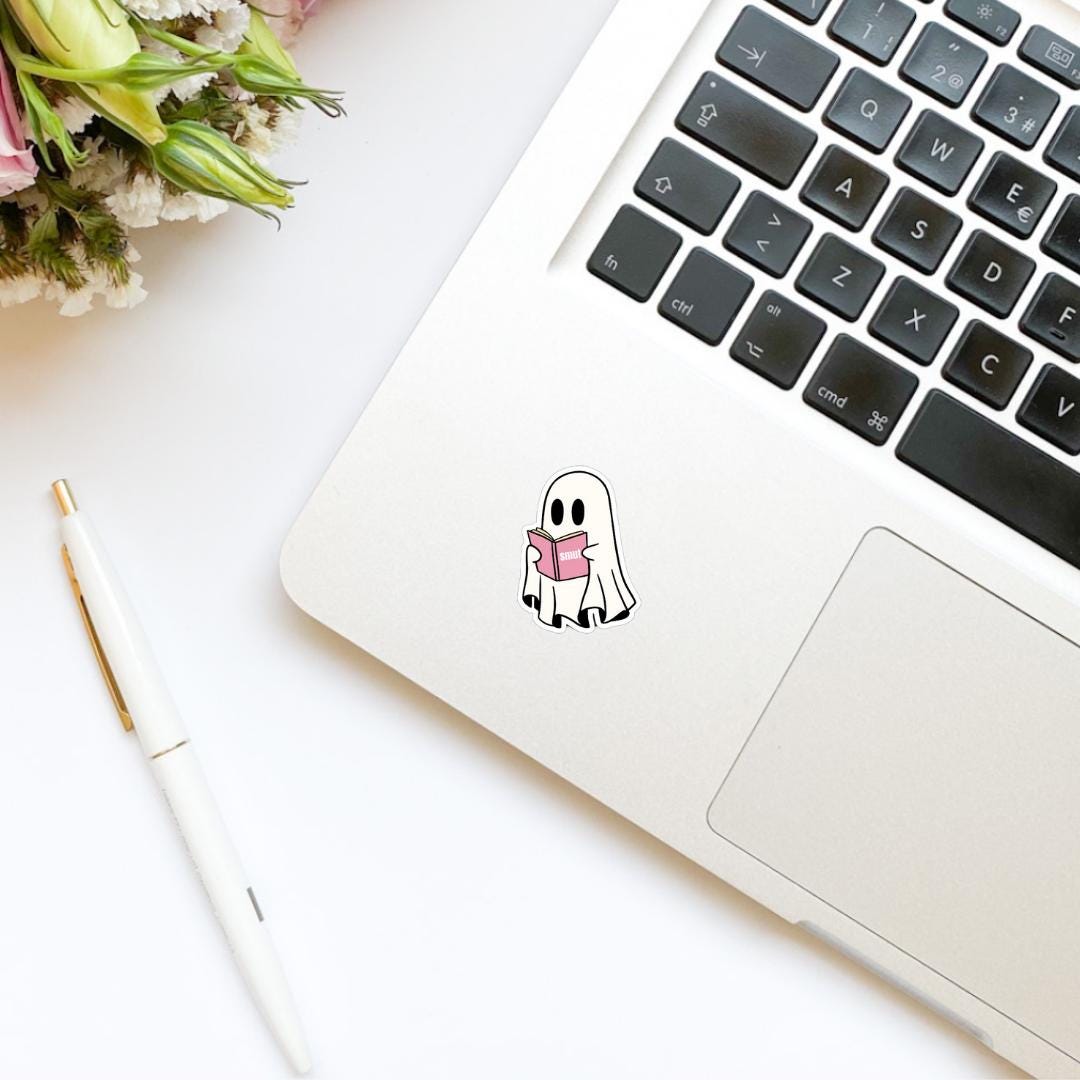 Ghost Reading Smut Pink Book Sticker | Water Bottle Sticker | Bookish Stickers | Kindle Stickers