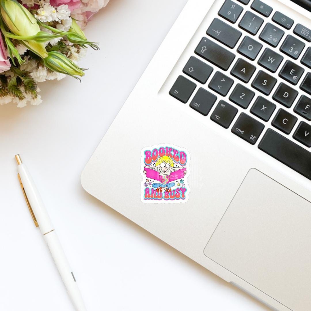Y2K 90s Lizzie Cartoon Vinyl Sticker| Booked & Busy | Bookish Stickers | Kindle Stickers | Decal | Retro | Nostalgia