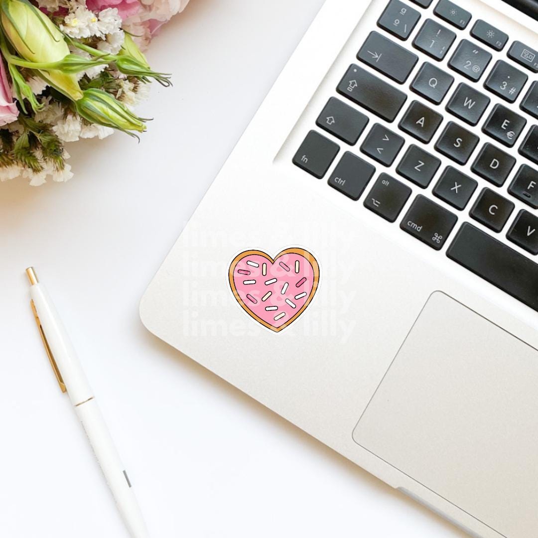 Pink Sprinkles Heart Shaped Sugar Cookie Sticker | Valentine’s Day Sticker | Valentine Sticker | Kindle Stickers | Vinyl Sticker | Laptop |