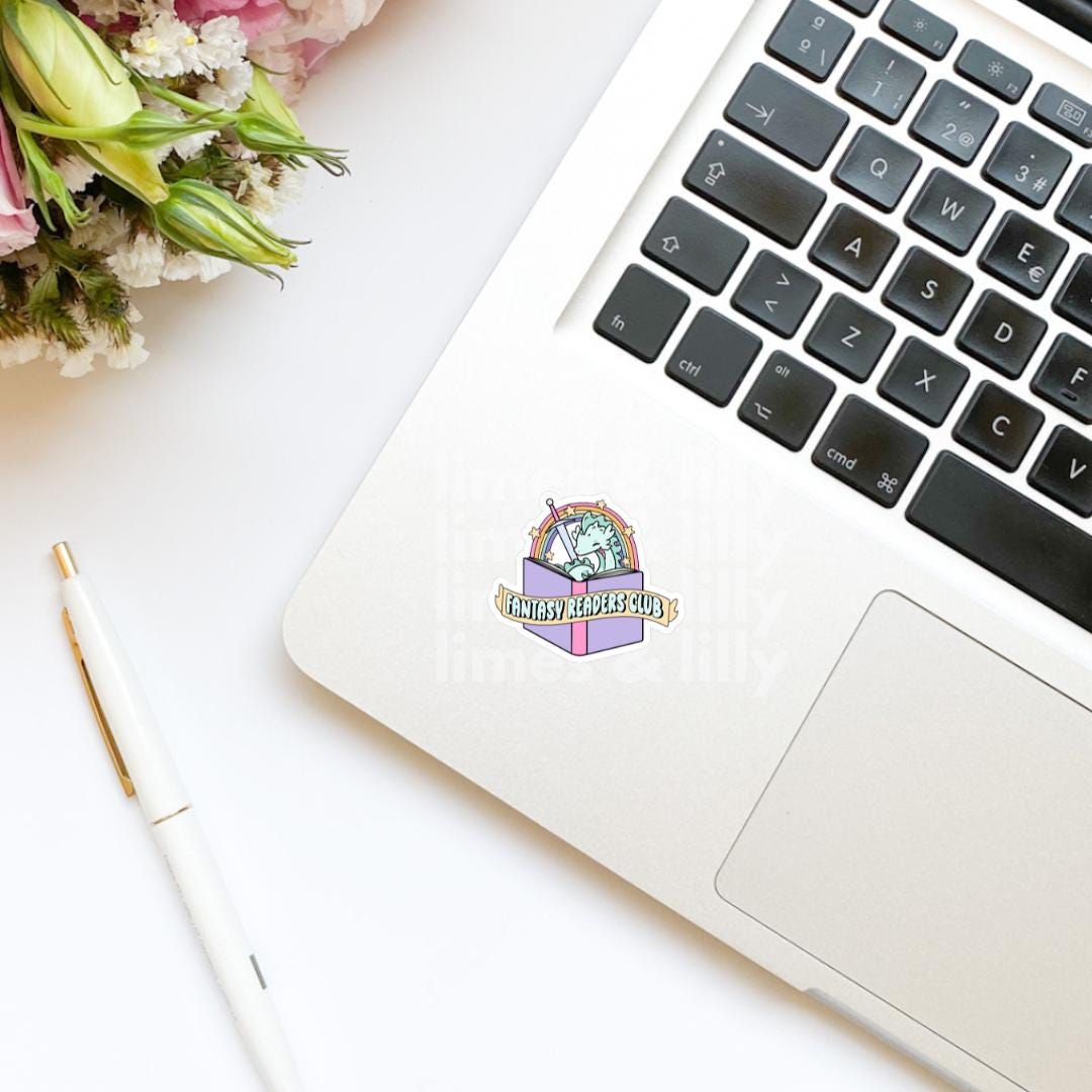 Fantasy Readers Club Dragon Vinyl Sticker | Book Sticker | Girly | Water Bottle Sticker | Bookish Stickers | Kindle Stickers | Book Lover