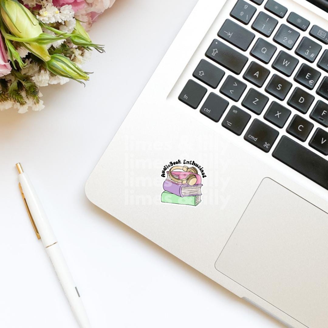 Audiobook Enthusiast Headphones Book Stack Vinyl Sticker | Book Sticker | Bookish Stickers | Kindle Stickers | Book Lover | Romance Tropes