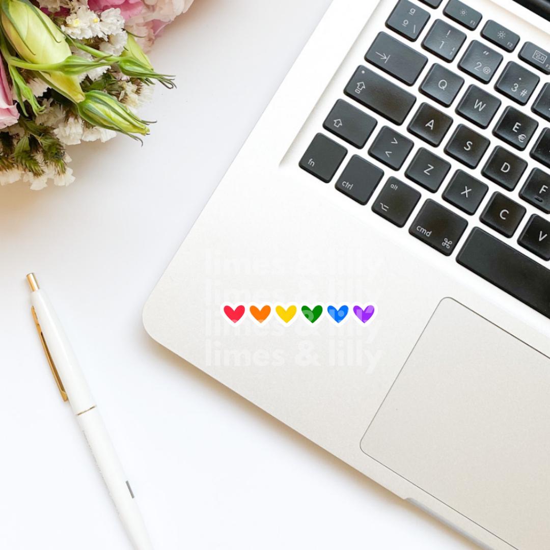 Rainbow Hearts Vinyl Sticker | Pride Stickers| Inclusive pride sticker | Social justice stickers | LGBTQIA sticker