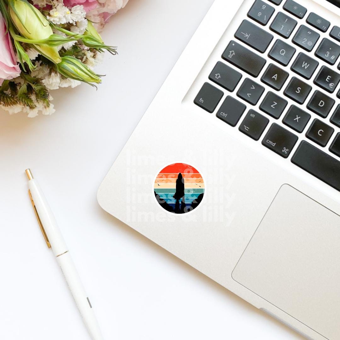 Space Shuttle Launch Rainbow Vinyl Sticker, kindle stickers, laptop stickers, space center