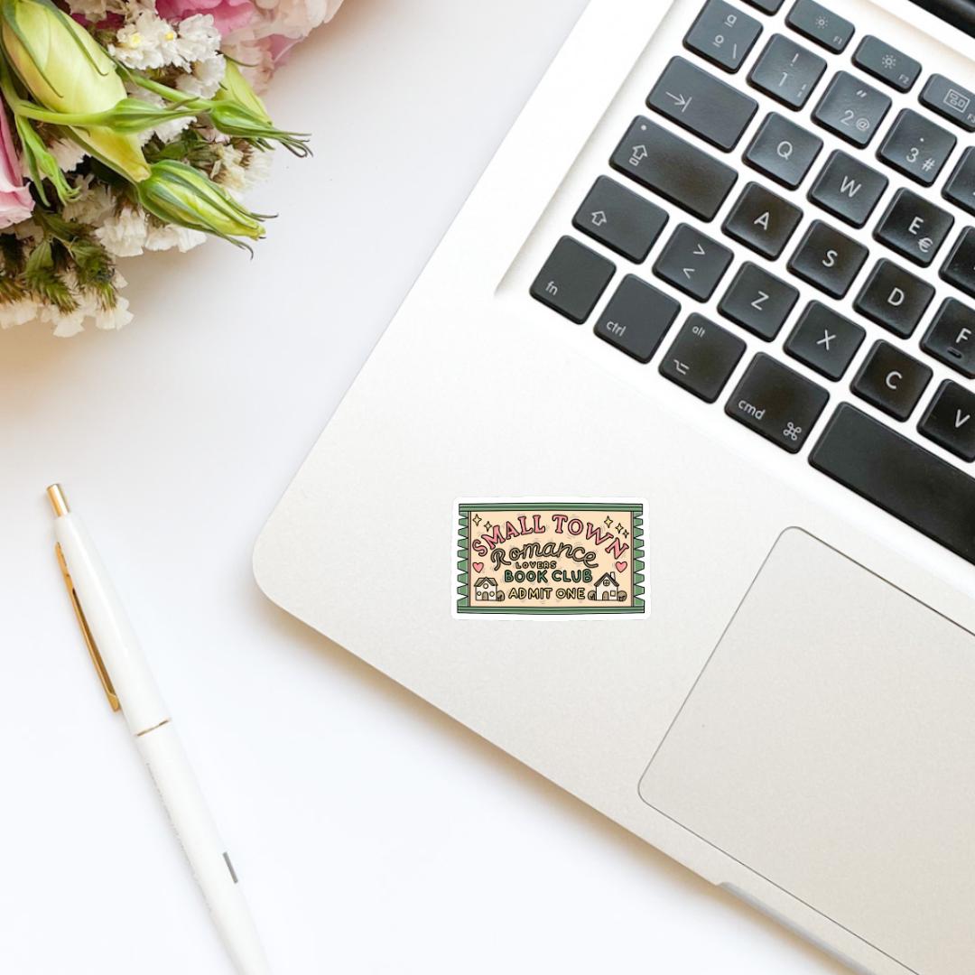 Small Town Romance Book Club Admit One Ticket Vinyl Sticker | Romance Tropes | Bookish stickers | kindle stickers | water bottle stickers |