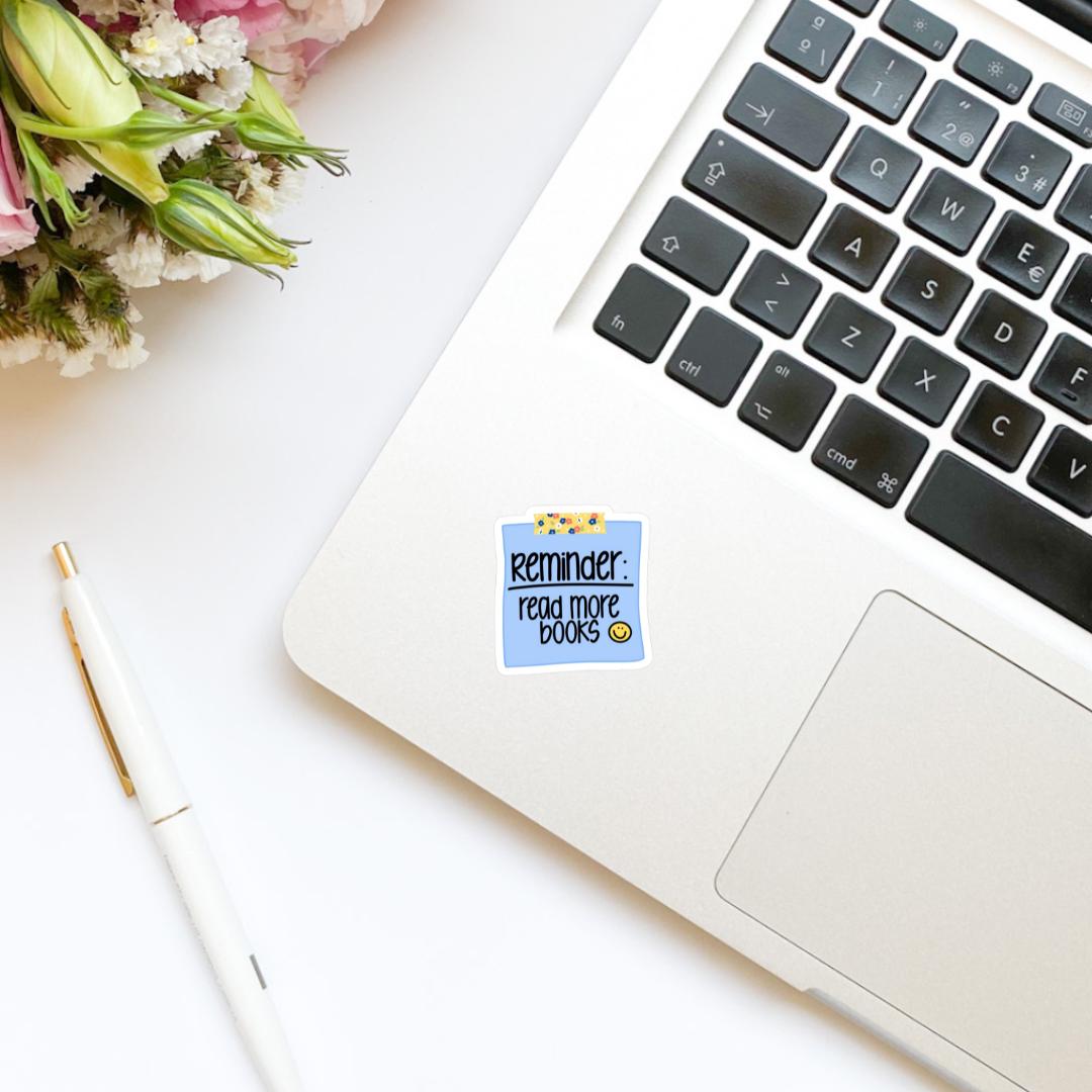 Reminder Read More Books Blue Sticky Note Vinyl Sticker | Kindle Stickers | Bookish Stickers | Trendy Stickers | Positivity Affirmation