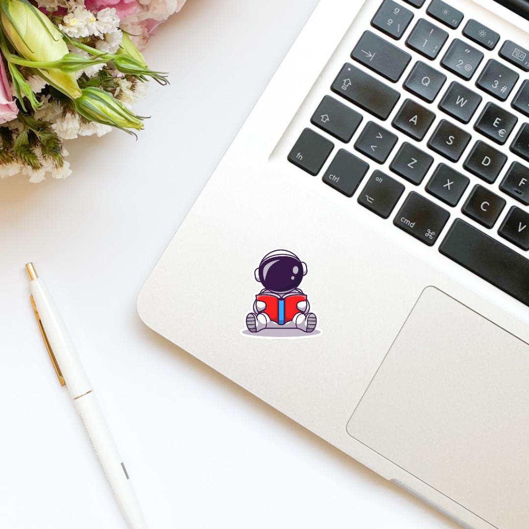 Astronaut Reading a Book Vinyl Sticker, book stickers, kindle stickers, laptop, bookish stickers, decal, water bottle, space, space center