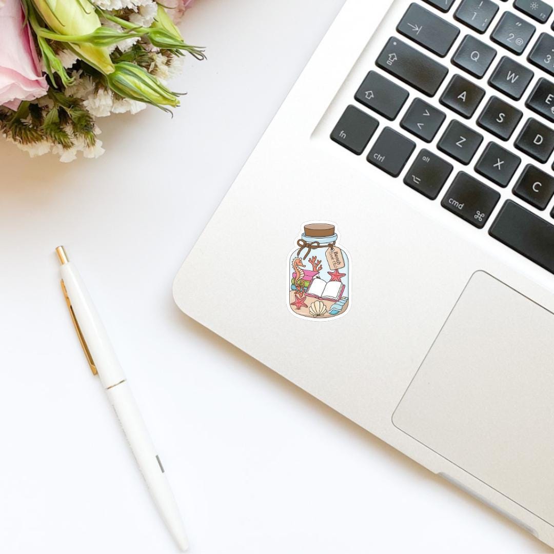 Summer Beach Book Club Sand in Bottle Vinyl Sticker | Kindle Stickers | Bookish Stickers | Gift for Book Lover