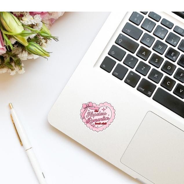 The Hopeless Romantics Book Club Coquette Pink Heart Vinyl Sticker | Bookish Stickers | Kindle Stickers | Water Bottle Stickers | Trendy