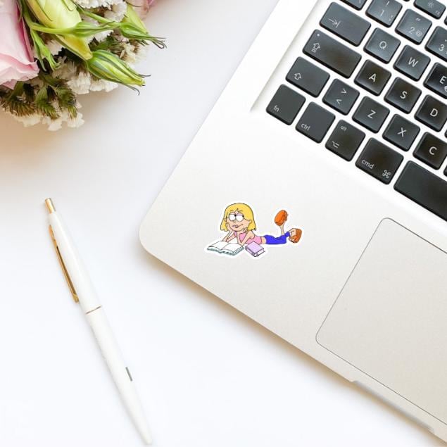 Y2K 90s Lizzie Reading a Book Cartoon Vinyl Sticker | Bookish Stickers | Kindle Stickers | Decal | Retro | Nostalgia