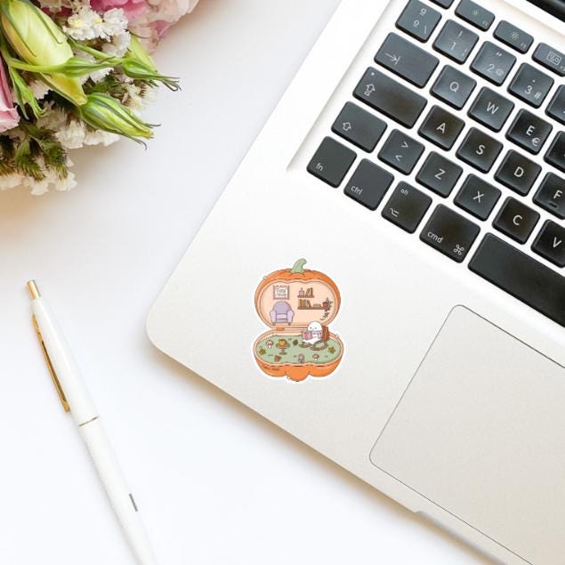 Bookish Ghoul Ghost Pumpkin Polly House Fall Vinyl Sticker | Girly Sticker | Kindle Stickers | Bookish Stickers | Water Bottle Stickers