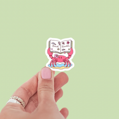 Beach Reader Crab Summer Vinyl Sticker