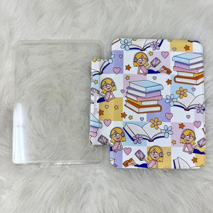 Retro Lizzie Millennial Book Lover Kindle Case Detachable w/ Clear Back