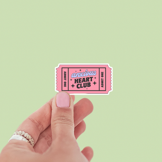 Anxious Heart Club Ticket Vinyl Sticker
