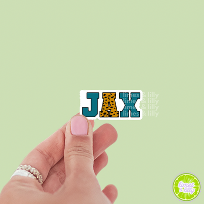 JAX Jacksonville Jaguars Leopard Block Letters Vinyl Sticker