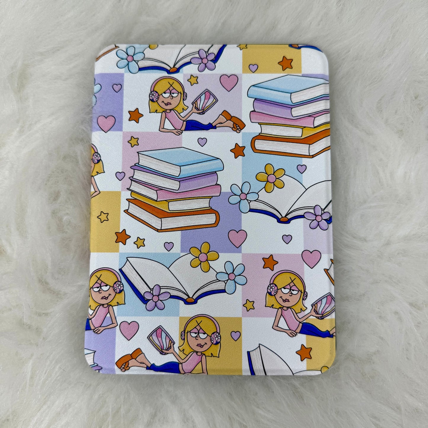 Retro Lizzie Millennial Book Lover Kindle Case Detachable w/ Clear Back