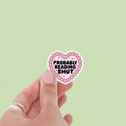 Probably Reading Smut Scallop Heart Vinyl Sticker