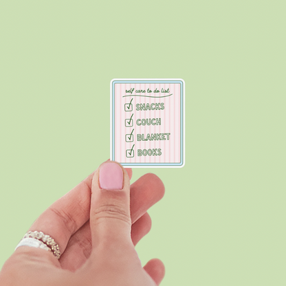 Self Care To Do List Bookish Vinyl Sticker