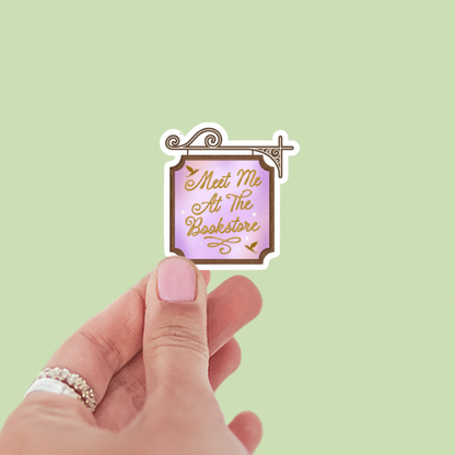 Meet Me at the Bookstore Store Sign Vinyl Sticker