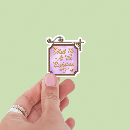 Meet Me at the Bookstore Store Sign Vinyl Sticker