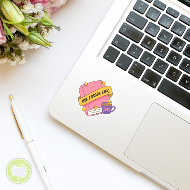 My Social Life is Books and Coffee Vinyl Sticker