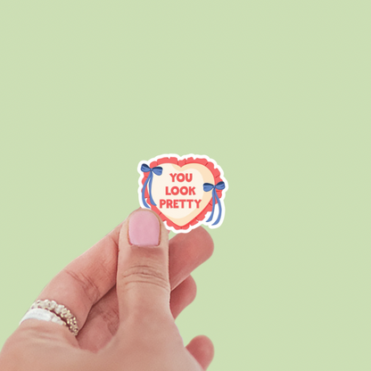 You Look Pretty Heart Hockey Heated Rivalry Vinyl Sticker
