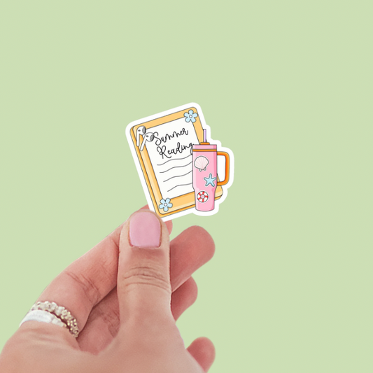 Summer Reading Kindle and Water Cup Vinyl Sticker