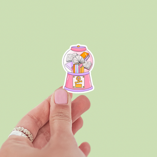 Bookish Gumball Machine Cute Vinyl Sticker