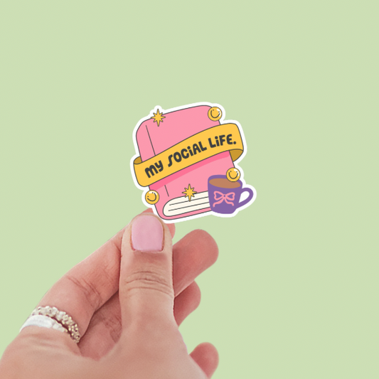 My Social Life is Books and Coffee Vinyl Sticker