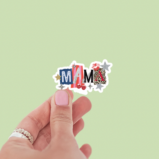 Mama Retro Collage Vinyl Sticker