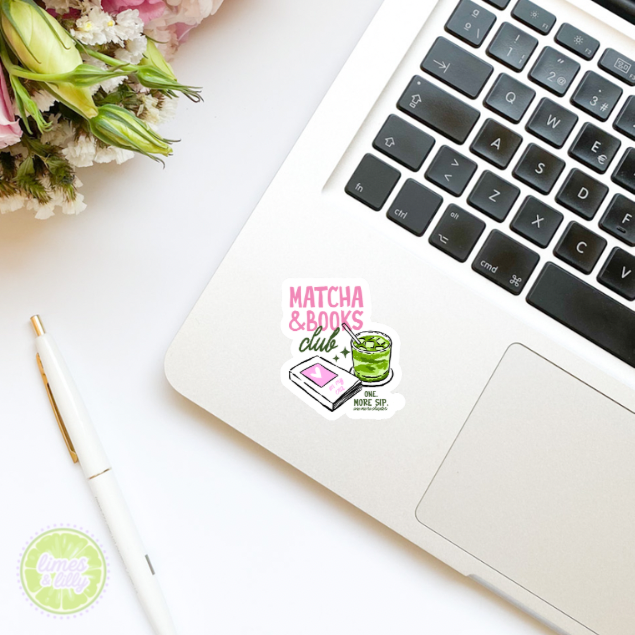 Matcha & Books Club Vinyl Sticker