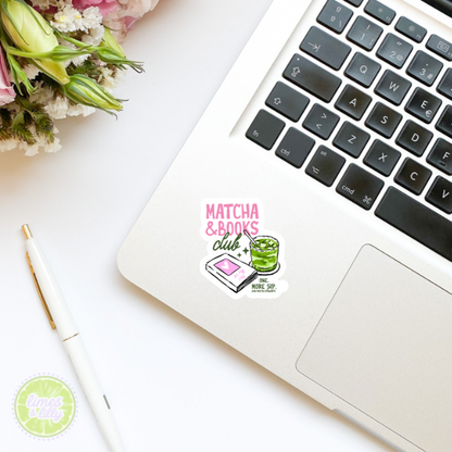 Matcha & Books Club Vinyl Sticker
