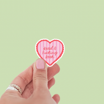 Read a Fucking Book Preppy Heart Vinyl Sticker