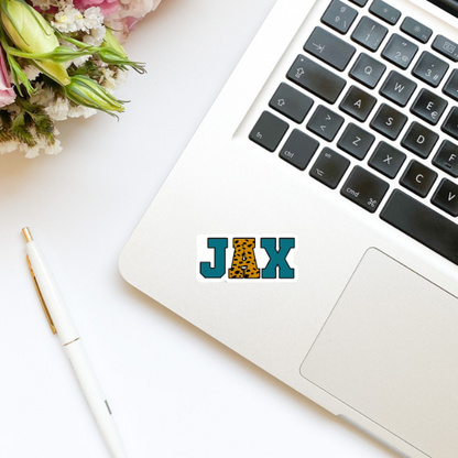 JAX Jacksonville Jaguars Leopard Block Letters Vinyl Sticker