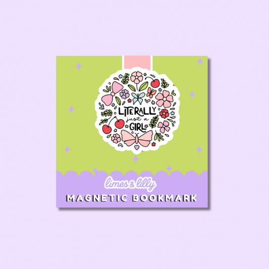 Literally Just a Girl Flowers and Bows Magnetic Bookmark