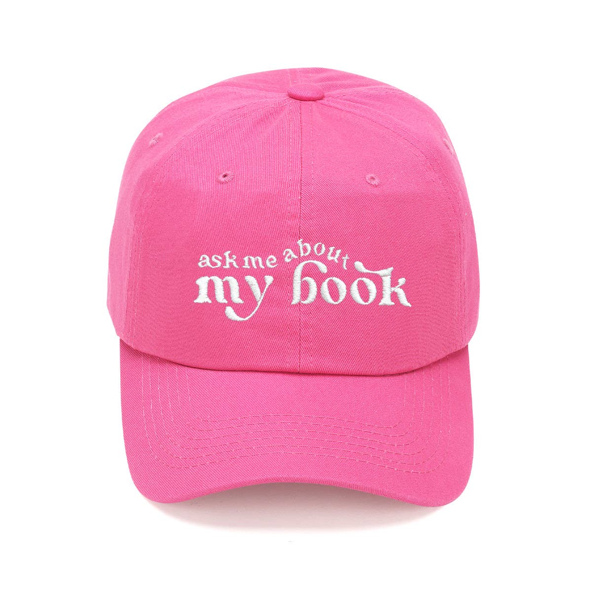 Ask Me About My Book Hat Cap: Hot Pink