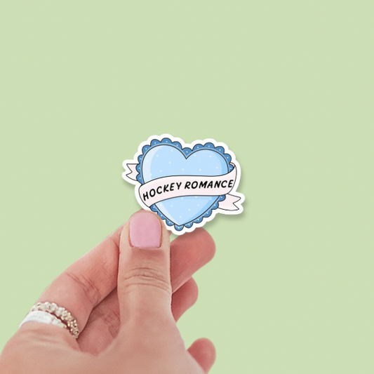 Hockey Romance Scalloped Heart Vinyl Sticker