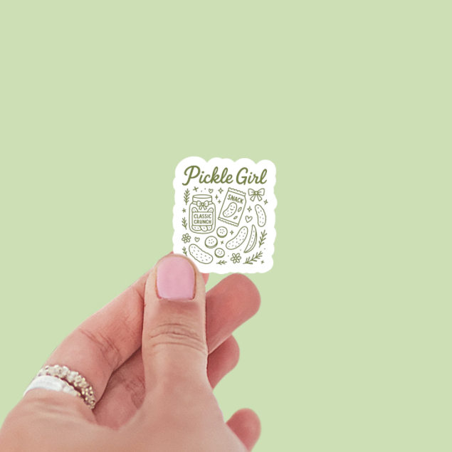 Pickle Girl Preppy Coquette Vinyl Sticker