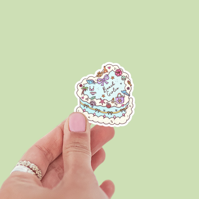 Beach Girlie Coquette Vintage Cake Summer Vinyl Sticker